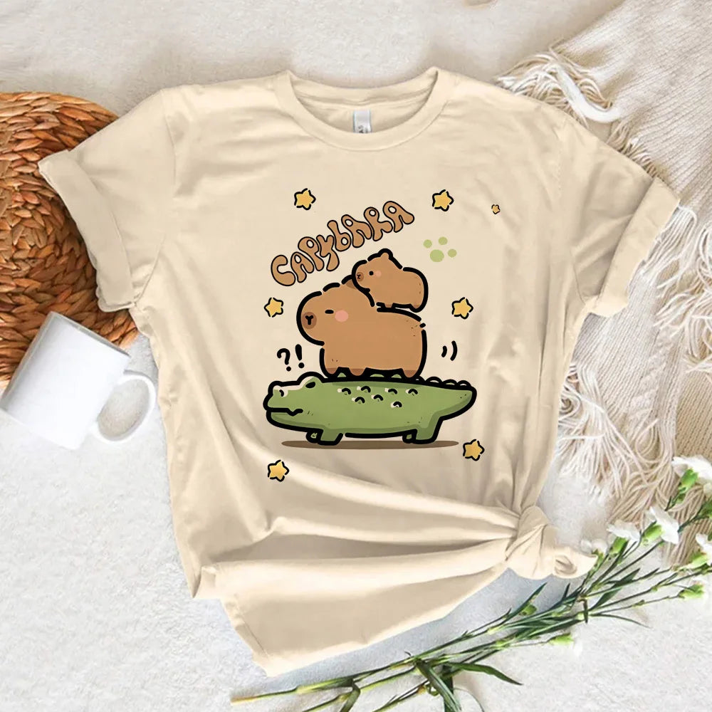 Funny Capybara T-shirts Men Women Summer Cute Animal T Shirt Short Sleeve Graphic T Shirts Streetwear Women's Clothing