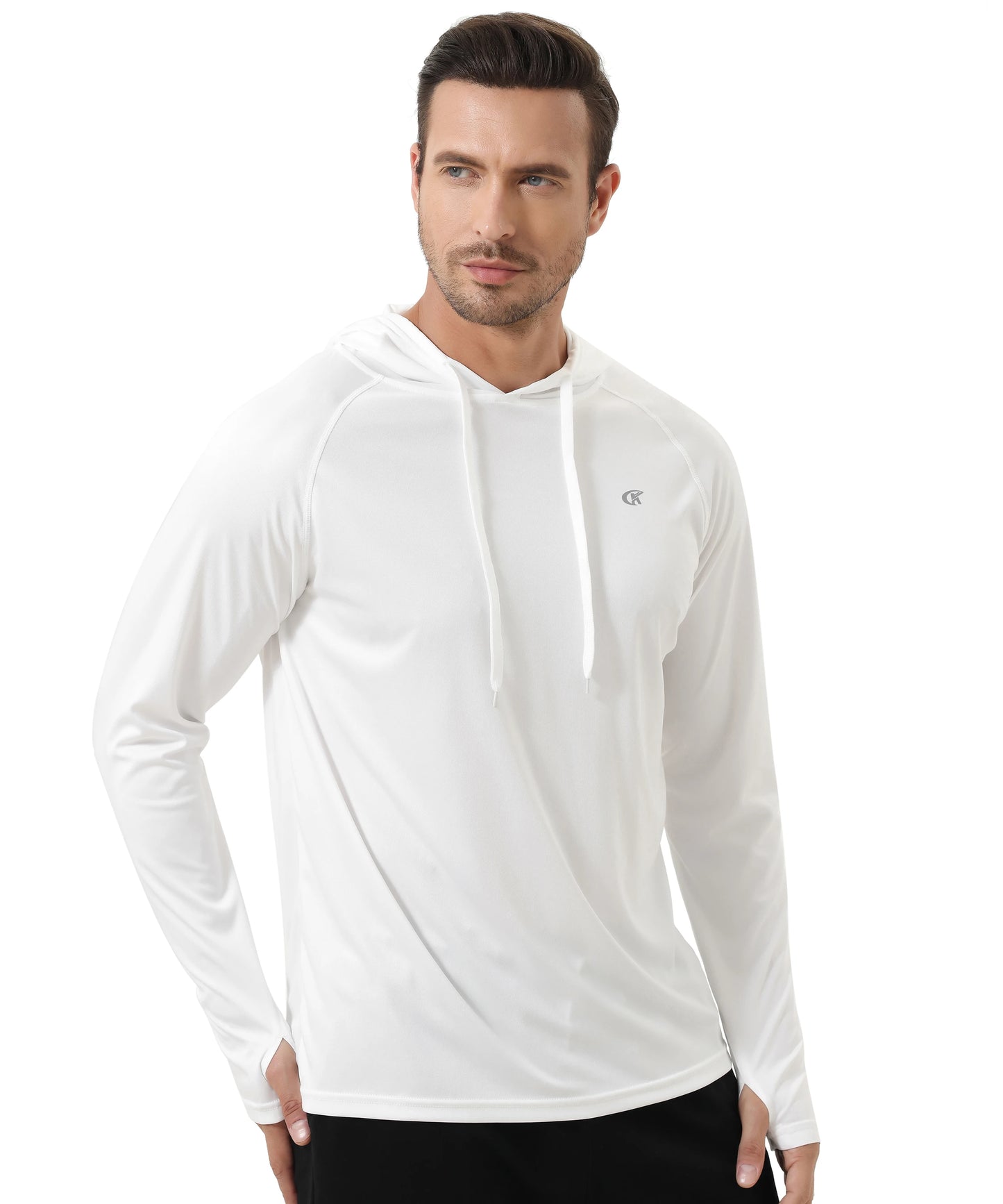 Summer Men's Long Sleeve UPF 50+ Hoodie Shirts, Rash Guard Quick Dry Lightweight T-shirt for Outdoor Jogger Sport Pullover