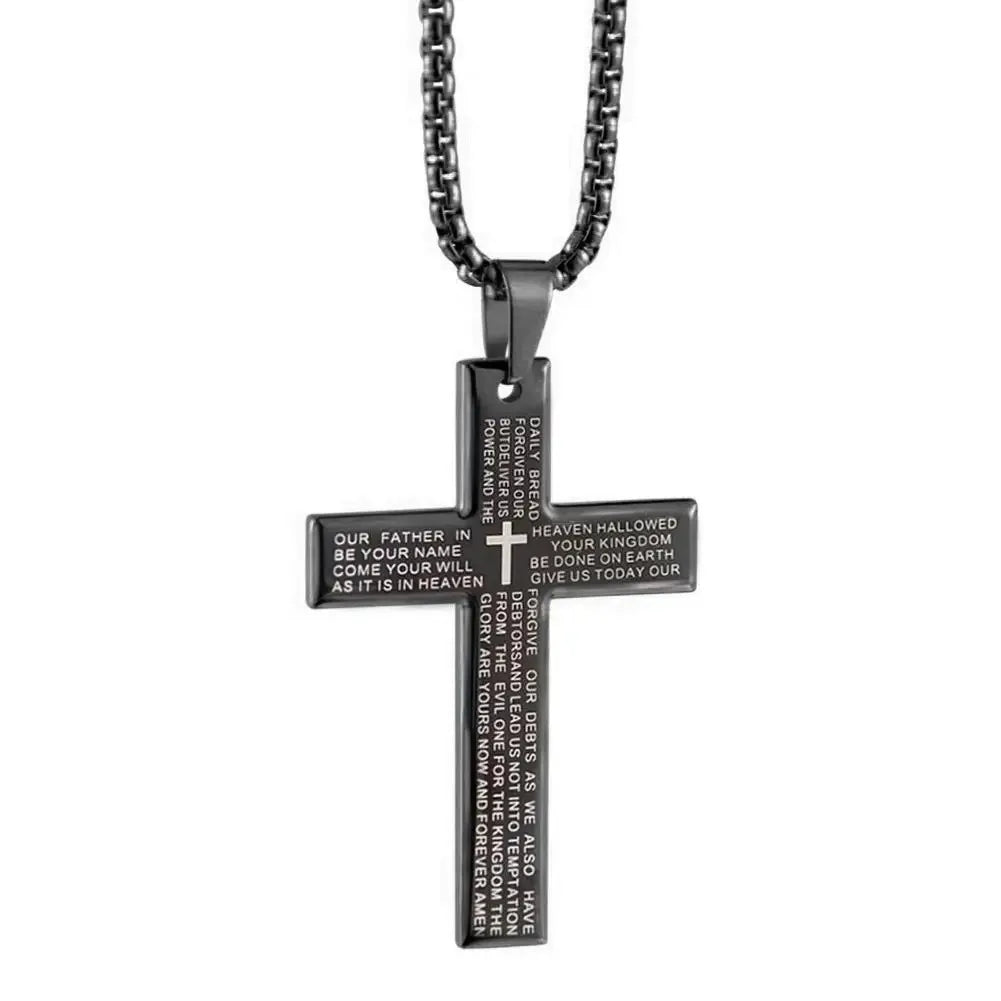 Fashion Bible Jesus Cross Pendant Necklace Women Retro Religious Prayer Jewelry