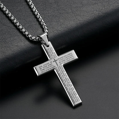 Fashion Bible Jesus Cross Pendant Necklace Women Retro Religious Prayer Jewelry