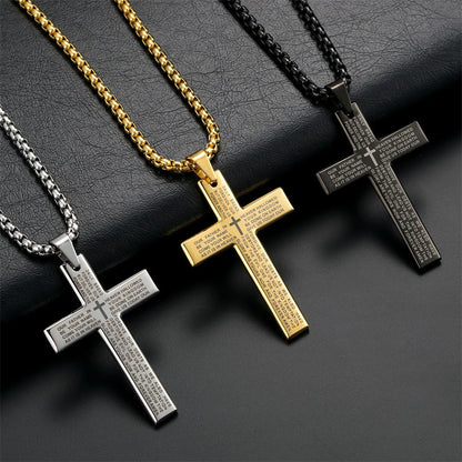 Fashion Bible Jesus Cross Pendant Necklace Women Retro Religious Prayer Jewelry