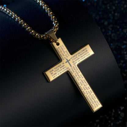 Fashion Bible Jesus Cross Pendant Necklace Women Retro Religious Prayer Jewelry