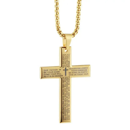 Fashion Bible Jesus Cross Pendant Necklace Women Retro Religious Prayer Jewelry