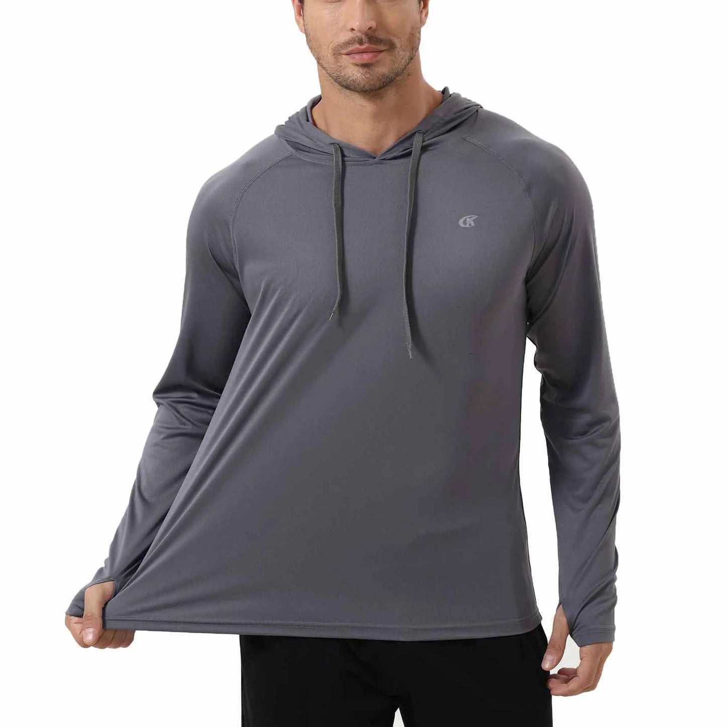 Summer Men's Long Sleeve UPF 50+ Hoodie Shirts, Rash Guard Quick Dry Lightweight T-shirt for Outdoor Jogger Sport Pullover