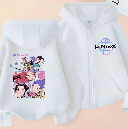Funny Zip Up Sweatshirts Kpop Demon Hunters Hoodie Children Clothes Kid Girl Boy Sweatshirt Zipper Hoody Baby Casual Top