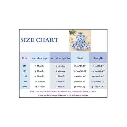 2025 Baby Girl Dresses 18 Month Girls Toddler Beach Sea Printed Flutter Sleeves Dress Infant Girls Preschool Sweet Clothes