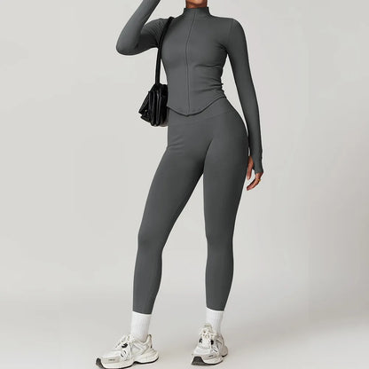 Seamless Gym Set Workout Clothes 2/3PCS Yoga Set Women's Sportswear Fitness Leggings Sports Bra Athletic Long Sleeve Yoga Suit