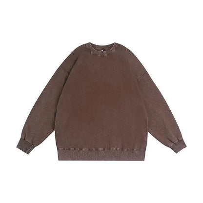 Washed and aged sweatshirt, men's loose hoodie, round-neck jacket  S-5XL