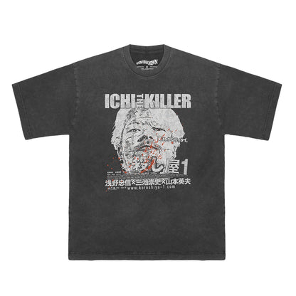 Bad Taste Ichi The Killer T-Shirt Takashi Miike Japanese Movie Cold FIsh Tetsuo Audition Loose Men's Short Sleeves Retro Shirt