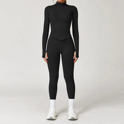 Seamless Gym Set Workout Clothes 2/3PCS Yoga Set Women's Sportswear Fitness Leggings Sports Bra Athletic Long Sleeve Yoga Suit