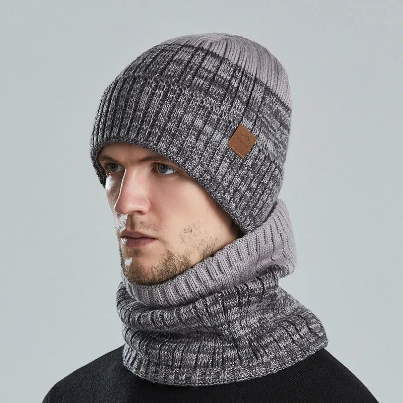 Winter Hats Scarf Set For Women Men Plush Knitted Hat Neck Warm Snow Ski Caps Male Outdoor Coldproof Cycling Beanie Skullcap