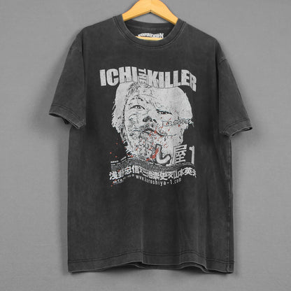Bad Taste Ichi The Killer T-Shirt Takashi Miike Japanese Movie Cold FIsh Tetsuo Audition Loose Men's Short Sleeves Retro Shirt