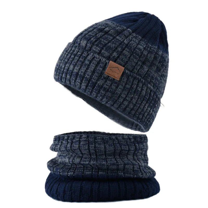 Winter Hats Scarf Set For Women Men Plush Knitted Hat Neck Warm Snow Ski Caps Male Outdoor Coldproof Cycling Beanie Skullcap