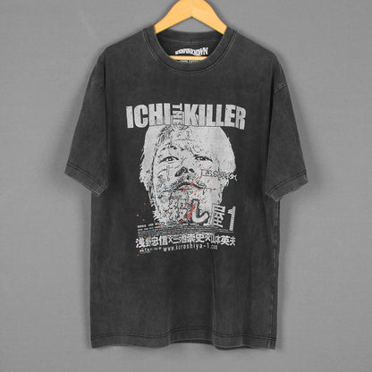 Bad Taste Ichi The Killer T-Shirt Takashi Miike Japanese Movie Cold FIsh Tetsuo Audition Loose Men's Short Sleeves Retro Shirt