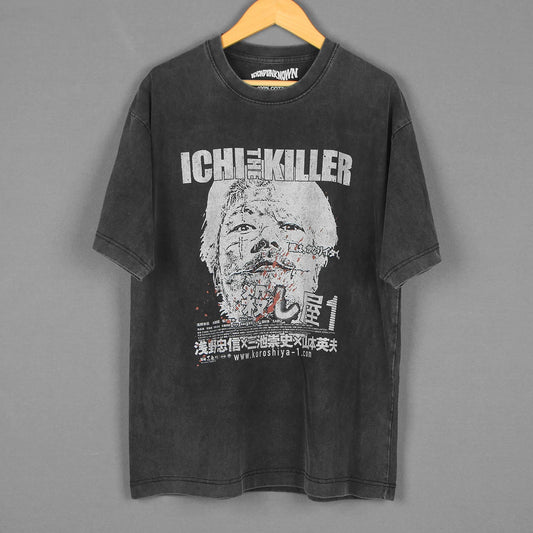 Bad Taste Ichi The Killer T-Shirt Takashi Miike Japanese Movie Cold FIsh Tetsuo Audition Loose Men's Short Sleeves Retro Shirt