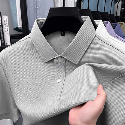 Premium Double-Sided 100% Cotton Polo Shirt - Soft, Skin-Friendly, Textured Pearl Weaving, Strong Luster, Stylish & Comfortable