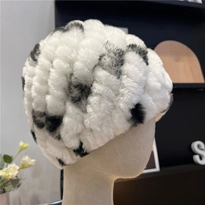 Women Winter Warm Real Rex Rabbit Fur Hat Snow Cap Winter Hats for Women Girls Real Fur Knit Skullies Beanies Natural Fluffy Hat