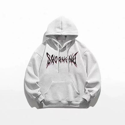 Unisex Cotton Hoodie Street Style Autumn Winter Thickened Fleece Lined Dinosaur Print Lazy Style Casual American Student Top