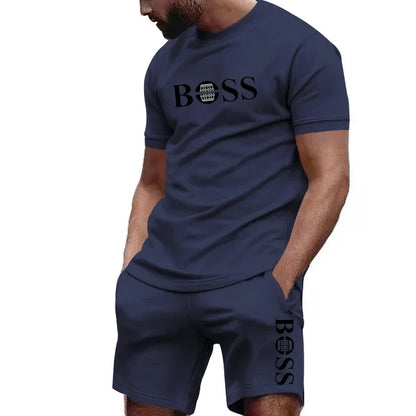 Men's two-piece sportswear, short sleeved T-shirt and pants set, running and fitness sportswear, summer 2024, big discount, 2024