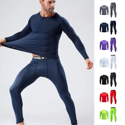 Men Running Set Gym Jogging Thermo underwear xxxxl Second skin Compression Fitness MMA rashgard Male Quick dry Track suit