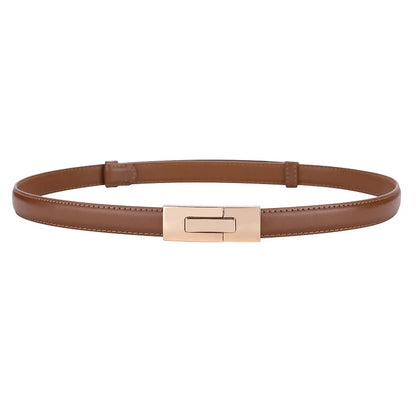 Brand soft cowhide thin belt ladies decorative dress adjustable black belt female fashion