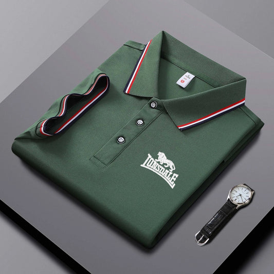 Embroidered Men's Polo Shirt, Summer Trend Short Sleeved Top of the Line Business Casual Comfortable Breathable Polo Shirt