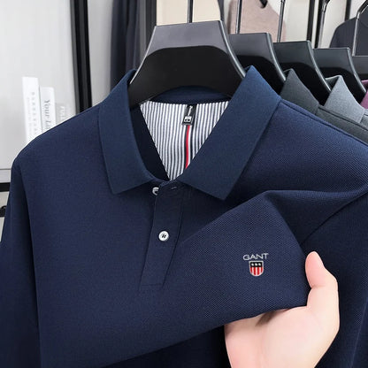 2025 Autumn New Men's Long Sleeve Casual T-shirt Comfortable and Breathable Golf Collar Top Exquisite and Fashionable Polo Shirt