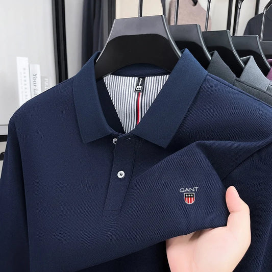 2025 Autumn New Men's Long Sleeve Casual T-shirt Comfortable and Breathable Golf Collar Top Exquisite and Fashionable Polo Shirt