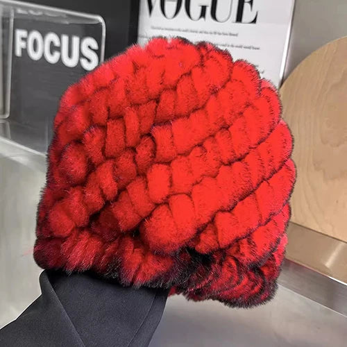 Women Winter Warm Real Rex Rabbit Fur Hat Snow Cap Winter Hats for Women Girls Real Fur Knit Skullies Beanies Natural Fluffy Hat