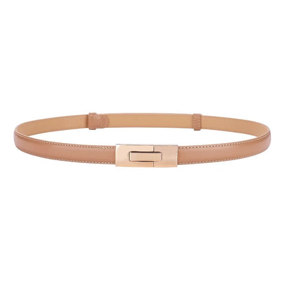 Brand soft cowhide thin belt ladies decorative dress adjustable black belt female fashion