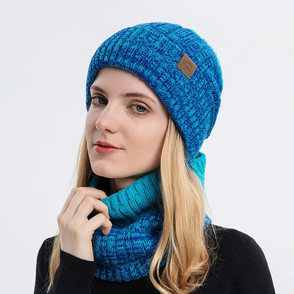 Winter Hats Scarf Set For Women Men Plush Knitted Hat Neck Warm Snow Ski Caps Male Outdoor Coldproof Cycling Beanie Skullcap