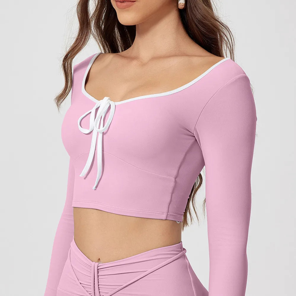 1/2Pcs Pad Crop Top Shirt Long Sleeve Gym Women Workout Yoga Set Women Running Legging Fitness Bra Sports Female Active Wear