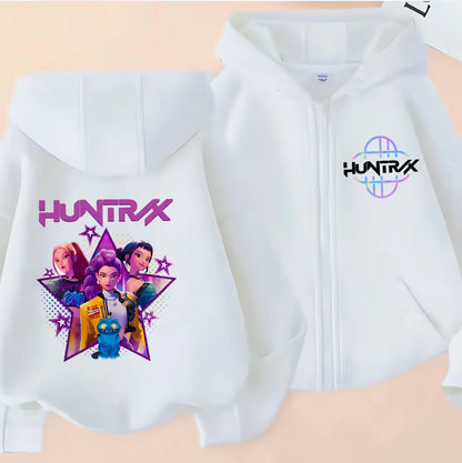 Funny Zip Up Sweatshirts Kpop Demon Hunters Hoodie Children Clothes Kid Girl Boy Sweatshirt Zipper Hoody Baby Casual Top