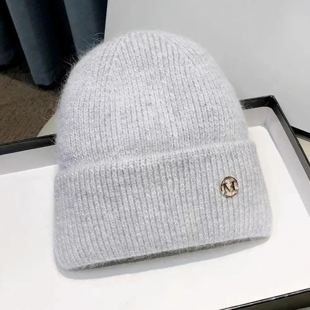 Fluffy Ear Protection Hat Thick Knitted Hats Beanies Pullover Hats Versatile Cute Soft Fashionable Warm Autumn Winter Cap