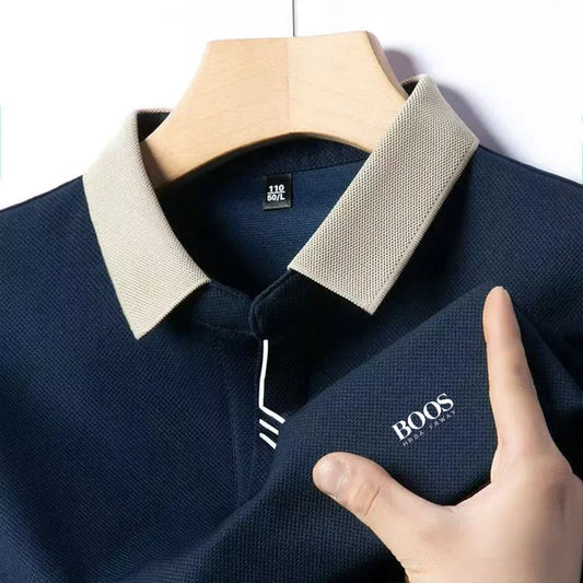 New Embroidered Polo Men's Solid Color Casual Fashion Short Sleeve Polo Shirt Summer Comfortable Top for Business And Leisure