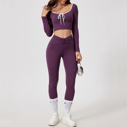 1/2Pcs Pad Crop Top Shirt Long Sleeve Gym Women Workout Yoga Set Women Running Legging Fitness Bra Sports Female Active Wear