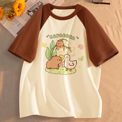 Funny Capybara T-shirts Men Women Summer Cute Animal T Shirt Short Sleeve Graphic T Shirts Streetwear Women's Clothing