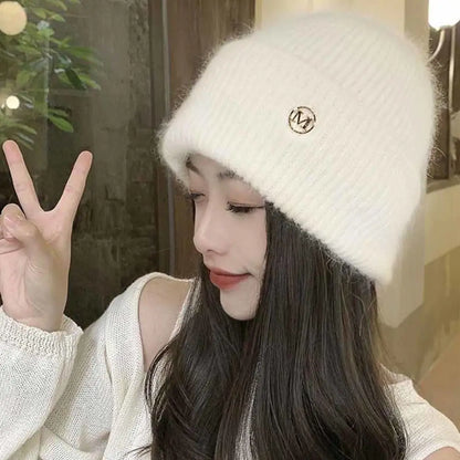 Fluffy Ear Protection Hat Thick Knitted Hats Beanies Pullover Hats Versatile Cute Soft Fashionable Warm Autumn Winter Cap