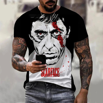 Movie Scarface 3D Print T-Shirts Streetwear Men Fashion Harajuku Casual Oversized  Short Sleeved T Shirt Tee Tops Clothing