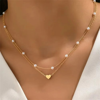 2025 New Women's Pearl Necklace Set 14K Gold Fashion Neck Chain Jewelry