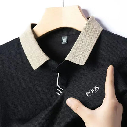 New Embroidered Polo Men's Solid Color Casual Fashion Short Sleeve Polo Shirt Summer Comfortable Top for Business And Leisure