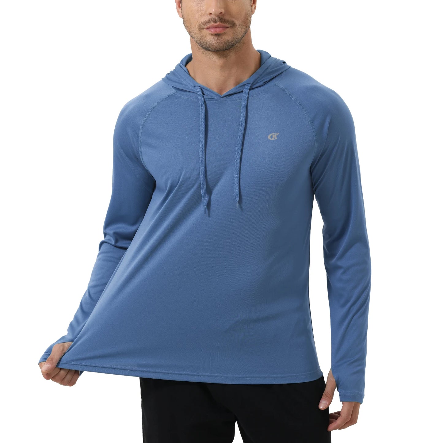 Summer Men's Long Sleeve UPF 50+ Hoodie Shirts, Rash Guard Quick Dry Lightweight T-shirt for Outdoor Jogger Sport Pullover