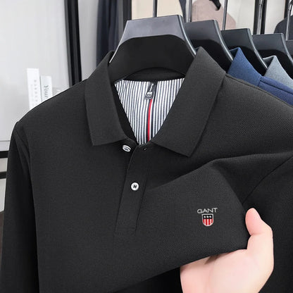 2025 Autumn New Men's Long Sleeve Casual T-shirt Comfortable and Breathable Golf Collar Top Exquisite and Fashionable Polo Shirt