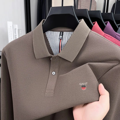 2025 Autumn New Men's Long Sleeve Casual T-shirt Comfortable and Breathable Golf Collar Top Exquisite and Fashionable Polo Shirt