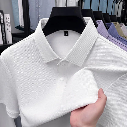 Premium Double-Sided 100% Cotton Polo Shirt - Soft, Skin-Friendly, Textured Pearl Weaving, Strong Luster, Stylish & Comfortable
