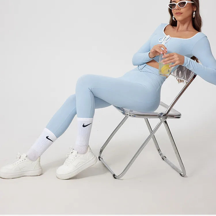 1/2Pcs Pad Crop Top Shirt Long Sleeve Gym Women Workout Yoga Set Women Running Legging Fitness Bra Sports Female Active Wear