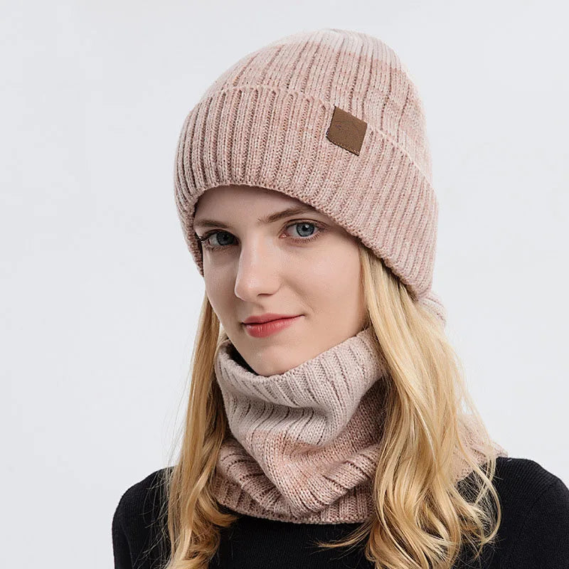 Winter Hats Scarf Set For Women Men Plush Knitted Hat Neck Warm Snow Ski Caps Male Outdoor Coldproof Cycling Beanie Skullcap