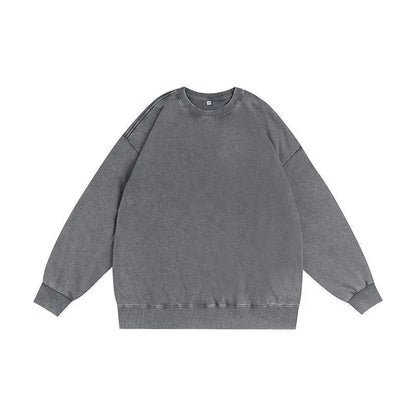 Washed and aged sweatshirt, men's loose hoodie, round-neck jacket  S-5XL