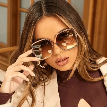 New Designer Fashion Oversized Sunglasses Women Female Big Frame Gradient Sun Glasses