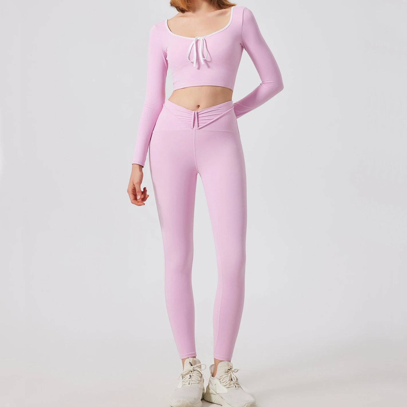 1/2Pcs Pad Crop Top Shirt Long Sleeve Gym Women Workout Yoga Set Women Running Legging Fitness Bra Sports Female Active Wear